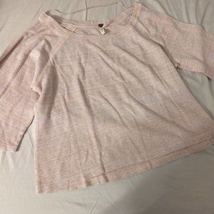 Free People Pink Waffle Crop Sacramento Tee